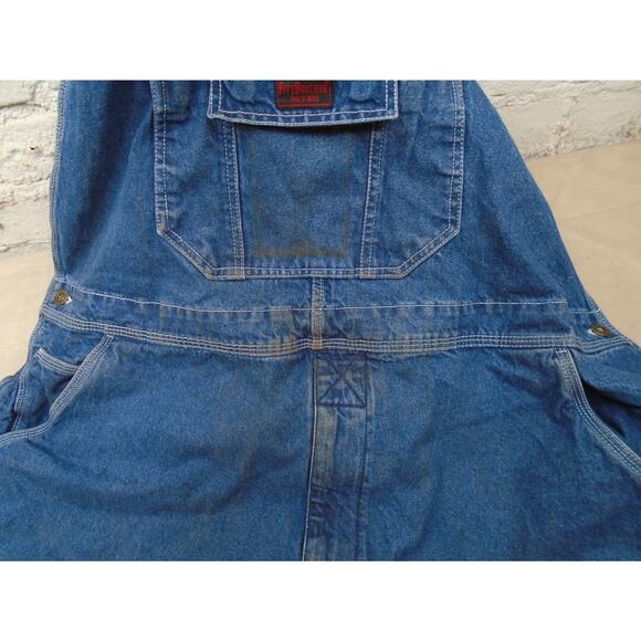 Five Brothers Carpenter Bib Overalls Mens 50x30 Blue Denim Workwear Carpenter - Picture 3 of 14